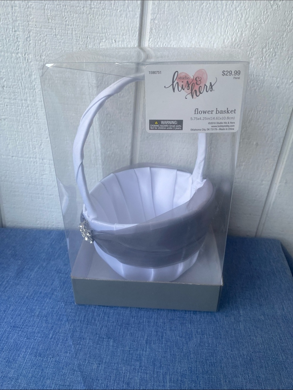 Studio His & Hers White and Silver Flower Basket